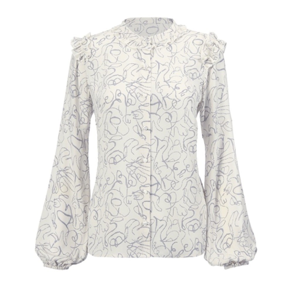 Ribbon Print Blouse CAbi XL NWOT